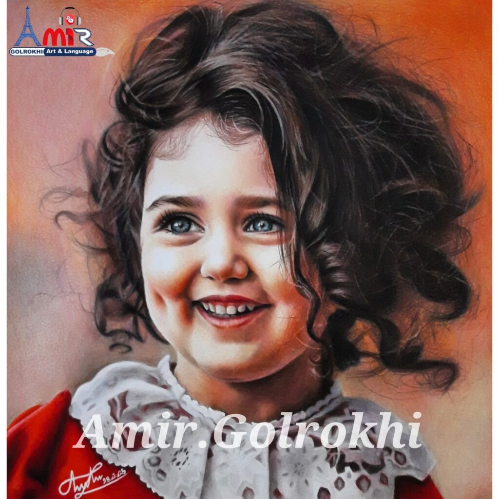 نقاشی لبخند زندگی با تکنیک مدادرنگی اثر استاد امیر گلرخی